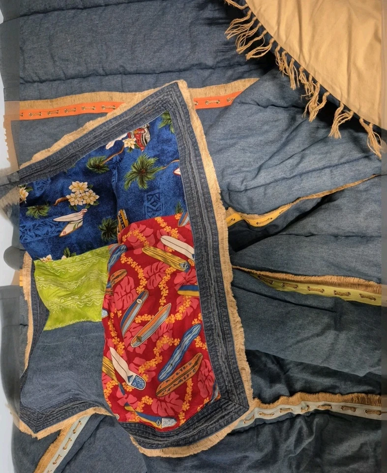 Manta Dean Miller Edredón y Sham Surf Playa AzulJean Paja Flecos DOBLE  Foto 1 de 4