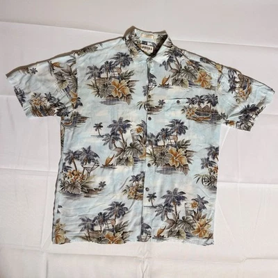 Campia Moda, RN#13185, Palm/Island/Floral, VTG, Light Blue, Male, XL - Image 1 of 4