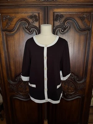 Nova Jaqueta Feminina Covington Preta e Branca com Botões Tamanho XL - Imagem 1 de 2