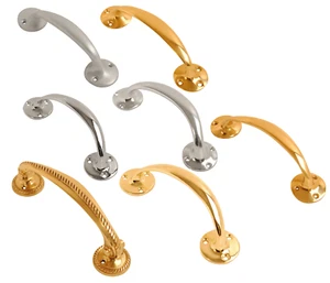 Bow Handles Polished Brass Chrome or Aluminium Victorian or Georgian 6 or 7 Inch - Picture 1 of 15