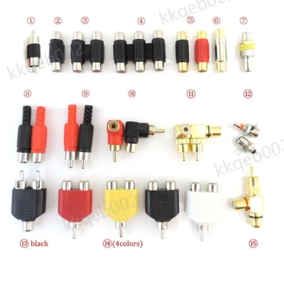 2x RCA Male female to 2rca 3rca male Female Connector Splitter Adapter Video - Image 1 of 4