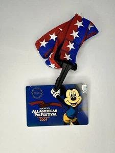 Disney Parks Mickey All American Pin Festival Summer Games 2004 Lanyard New - Picture 1 of 2