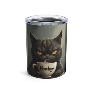 Funny Cat Tumbler, Monday Motivation Mug, Gift for Cat Lovers, 10oz Travel Cup, - Picture 1 of 7