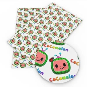 Cocomelon Cartoon FAUX LEATHER SHEET 8" X 12" PRINTED 1111313 SMOOTH TEXTURE - Picture 1 of 1