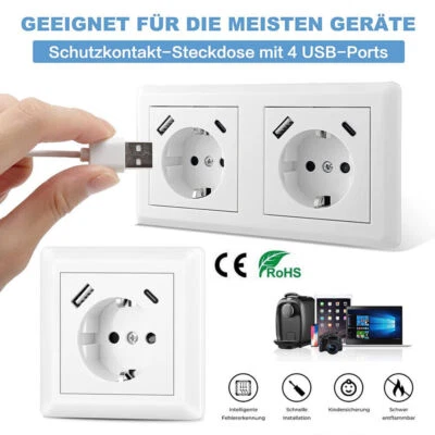 Steckdose mit USB Anschluss und Typ C(Max.3.4A)System 55 Unterputz Wandsteckdose - Bild 1 von 4
