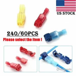 240PCS T-Taps Spade Electrical Wire Crimp Terminals Quick Splice Connectors Kit - Picture 1 of 16