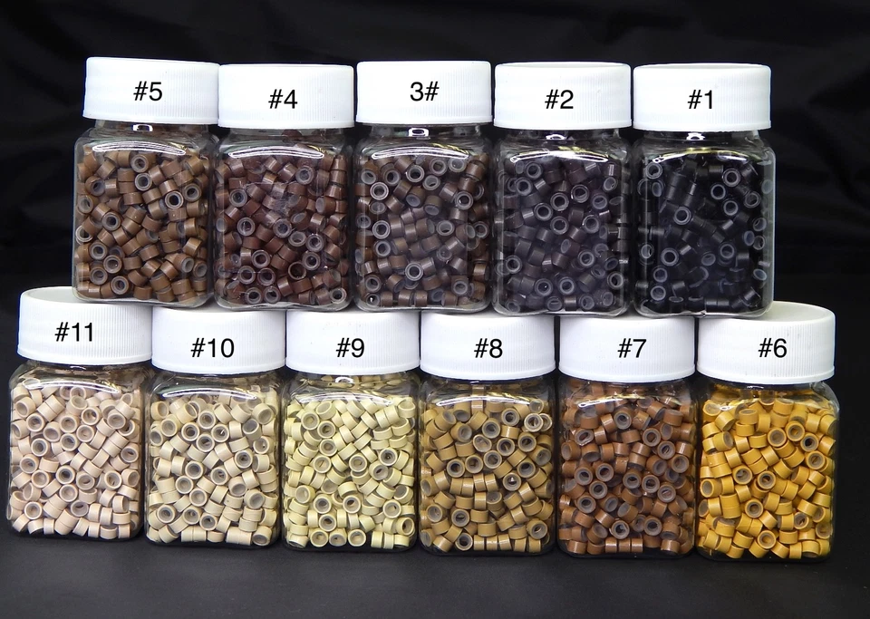 BEAUTY HEADQUARTERS 500PCS SILICONE LINED MICRO LINK RING BEADS HAIR EXTENSION CRIMP BEAD