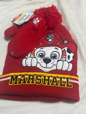 Paw Patrol Toddler Winter Hat Mittens Gloves Beanie Rubble Chase Marshall Pups - Image 1 of 4