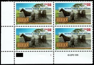 US #3090 MNH Plate Block 1996 Rural Free Delivery RFD Horse Wagon [LL 22241] - Picture 1 of 1