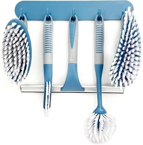 Scrub Brush Set of 6 pcs - Cleaning Shower Scrubbers with Squeegee - Picture 1 of 7