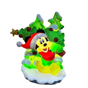 Mickey Mouse Christmas Tree Nightlight Night Light tested works Disney Santa e - Picture 1 of 10