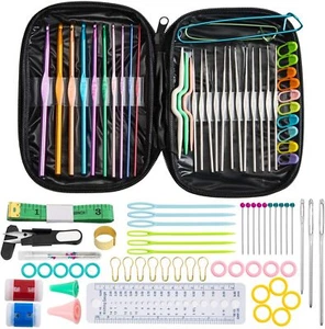 Aluminum Crochet Hooks Needles Knit 100pcs Tool Set Weave Craft Yarn Multi Color - Picture 1 of 8