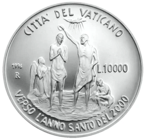 VATICAN 10000 LIRE 1996 ( Baptism ) SILVER Commememorative coin (KM# 270) PROOF - Picture 1 of 5