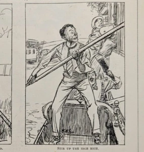 1912 Punting on Thames River Humor Socialism Punch Magazine UK Original 8x10.5" - Bild 1 von 2