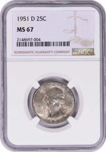 1951-D Washington Silver Quarter MS67 NGC - Picture 1 of 2