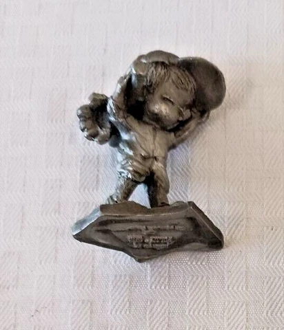 1973 Polly Fine Pewter Mini Baseball Figure 2'' Pawn Player Girl Bat Glove Cover