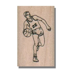 Mounted Rubber Stamp, Basketball Player Running, Ball,Sports,People,Man Stamp,sm - Picture 1 of 2