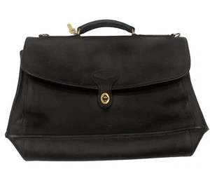 Jack Georges Briefcase Laptop Black Leather Messenger Bag Missing Strap - Picture 1 of 15