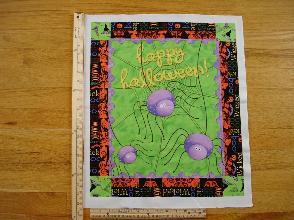 Happy Halloween! Spiders Webs  Cotton Quilt Fabric Wall Hanging - Image 1 of 1