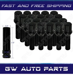 20 Black 14x1.5 Spline Cone Seat Lug Bolts 40mm/1.55" +Key Fit Volkswagen Volvo - Picture 1 of 4