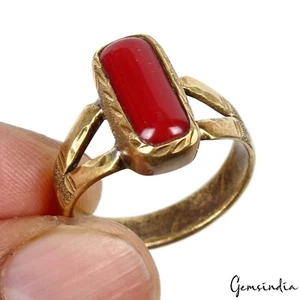 8.5 EE. UU. ~Ashtadhatu 8 Mezcla Metal Rojo Taiwán Coral Anillo Astrológico Unisex ~4.2 gm - Imagen 1 de 6