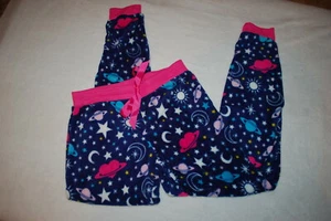 Jr Womens Pajama Pants BLUE PINK Fleece PLANETS STARS GALAXY Lounge S M L XL - Picture 1 of 1