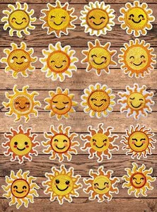 Crochet Smiling Sun Die Cut Stickers Set Laptop Sticker WaterBottle Sticker - Picture 1 of 1