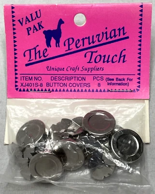 UNIQUE CRAFT-BUTTON COVERS-Finish Nickel By The Peruvian Touch 8 Pcs. - Image 1 of 3