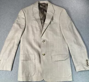 Perry Ellis Sport Coat Blazer Men's 40R Ivory Two Button Linen Blend Jacket Flaw - Picture 1 of 14