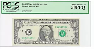 1969 $1 Federal Reserve Note  Cleveland FR 1903-D PCGS Currency 58 PPQ Star Note - Picture 1 of 2