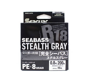 Seaguar P.E Line R18 Seabass 200m Size 0.8 15lb Stealth Gray (8290)