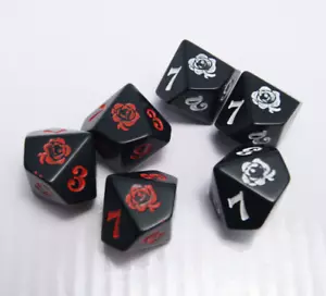 Raro Dados Chessex Vampiro La Mascarada d10 x6 Fuera de Uso D&D RPG Negro con Rojo y Blanco - Imagen 1 de 7