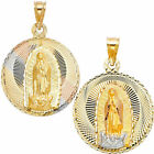 14k Lite złoto Virgen Guadalupe Diamentowy cięty wisiorek 32 x 27mm Oro Solido Dije