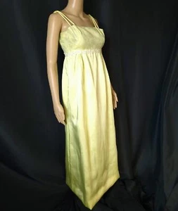 CITRUS SATIN Empire Waist Vintage 1960s MAXI COLUMN Formal GOWN DRESS XS - Picture 1 of 9