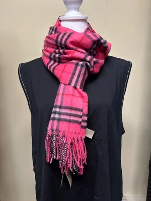 ¡NUEVO CON ETIQUETAS! ¡Raro! Bufanda para mujer Burberry rosa a cuadros estampado 100 % cashmare 40800141 Foto 1 de 4