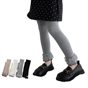 Bebé Niña Niño Pequeño Encaje Lazo Algodón Leggings Elastizados Elásticos Invierno Cálidos Pantalones - Imagen 1 de 7