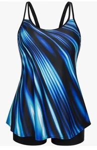 Hanna Nikole Mujer Negro Azul Blanco Tankini Set Reino Unido Talla 18 - Imagen 1 de 4