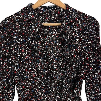 Madewell Womens S Feminine Romantic Celestial Silk Starry Night Star Wrap Blouse - Image 1 of 4
