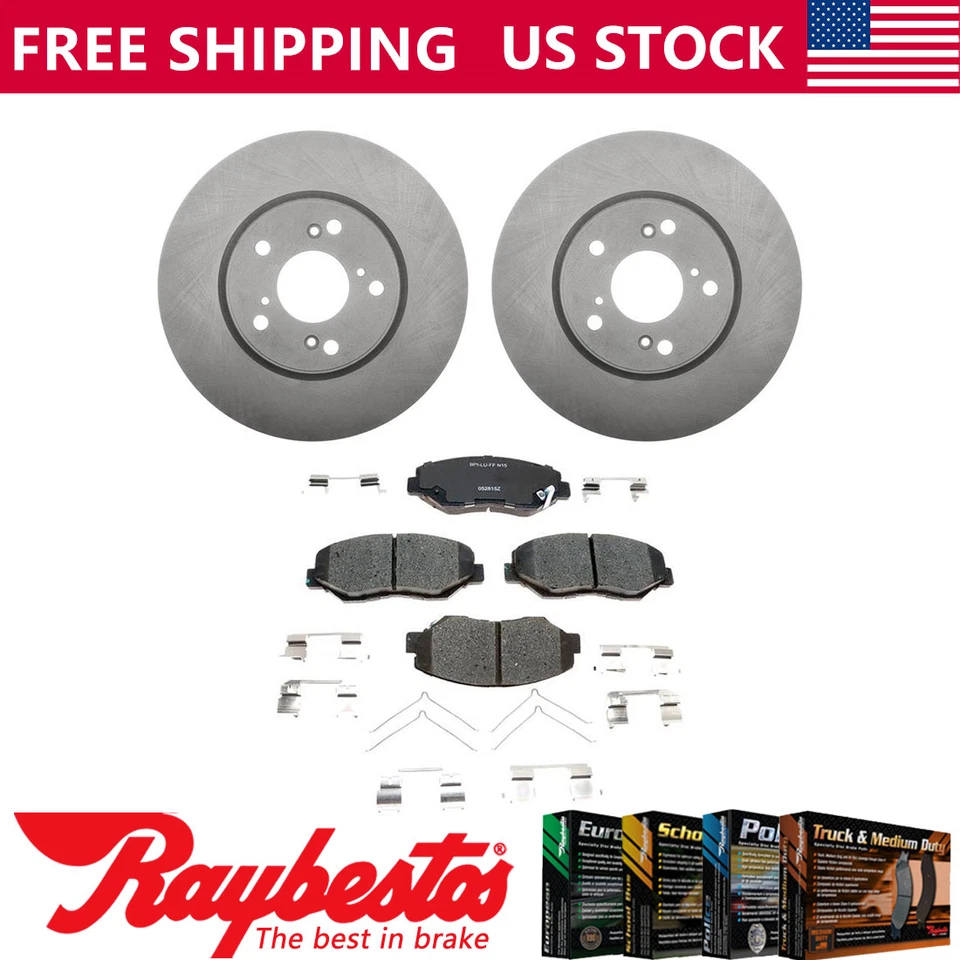 Rotores de freno delanteros + pastillas de freno de cerámica y herrajes para Honda Accord 2014-2015 Foto 1 de 4