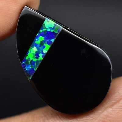 24.35 Cts Natural Fire Opal On Black Onyx Doublet Fancy IGL Certified Gemstone - Image 1 of 4