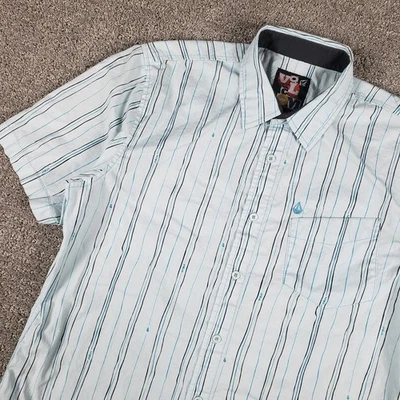 Vintage Y2k Volcom Shirt Mens Medium Blue Button up Short Sleeve Skater Surf - Image 1 of 4