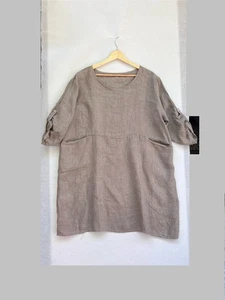 Meo Meli Damen Leinen Tunika/Kleid mit Taschen vorne - Bild 1 von 5