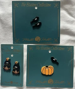 Mill Hill Hand Painted Ceramic Button Lot of 6 Harvest Theme Pumpkin Bird Indian - Picture 1 of 5