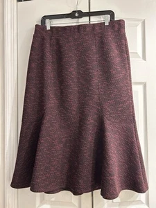 Lands’ End Burgundy Wine Tweed Ponte Swing Skirt~10-12/M~34 waist~29.5 long - Picture 1 of 4