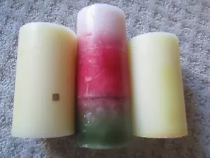 3) PARTYLITE C35181 Pillar Candles French Vanilla M37219 Strawberry Fields 11087 - Picture 1 of 3