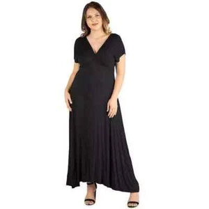Maxi abito 24SEVEN COMFORT ABBIGLIAMENTO nero taglie forti vita impero collo a V taglia 2X - Foto 1 di 3