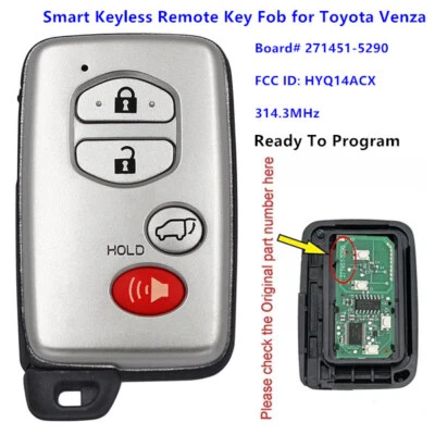 271451-5290 for Toyota Venza 2009-2016 Smart Keyless Remote Key Fob HYQ14ACX Foto 1 de 4