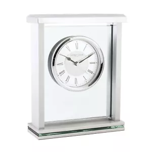 London Clock Company Chrome Finish & Glass Quartz Battery Mantel Clock 05178 - Picture 1 of 4