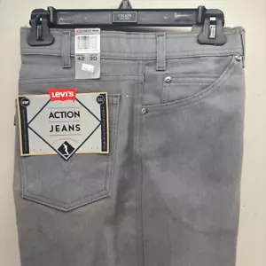 New Vintage Levis Action Jeans Grey Jeans Mens 42 x 30 USA Made Straight Leg NOS - Picture 1 of 7