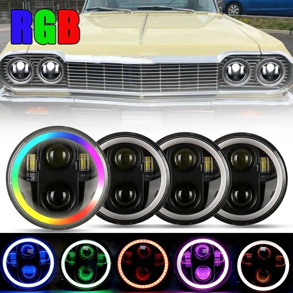 Faro LED RGB alto/bajo para Chevrolet Impala El Camino Chevelle 4 piezas 5-3/4" 5,75 Foto 1 de 4